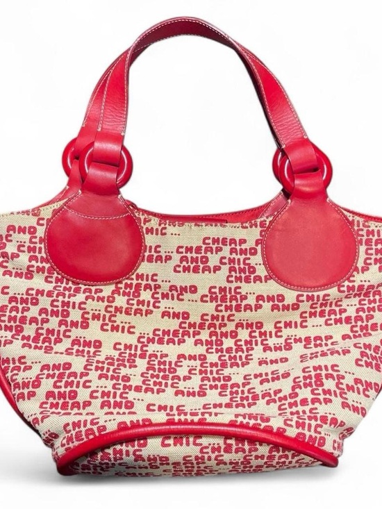 Moschino Handbags - Moschino Cheap and Chic Red Canvas and Leather Tote Bag - Women